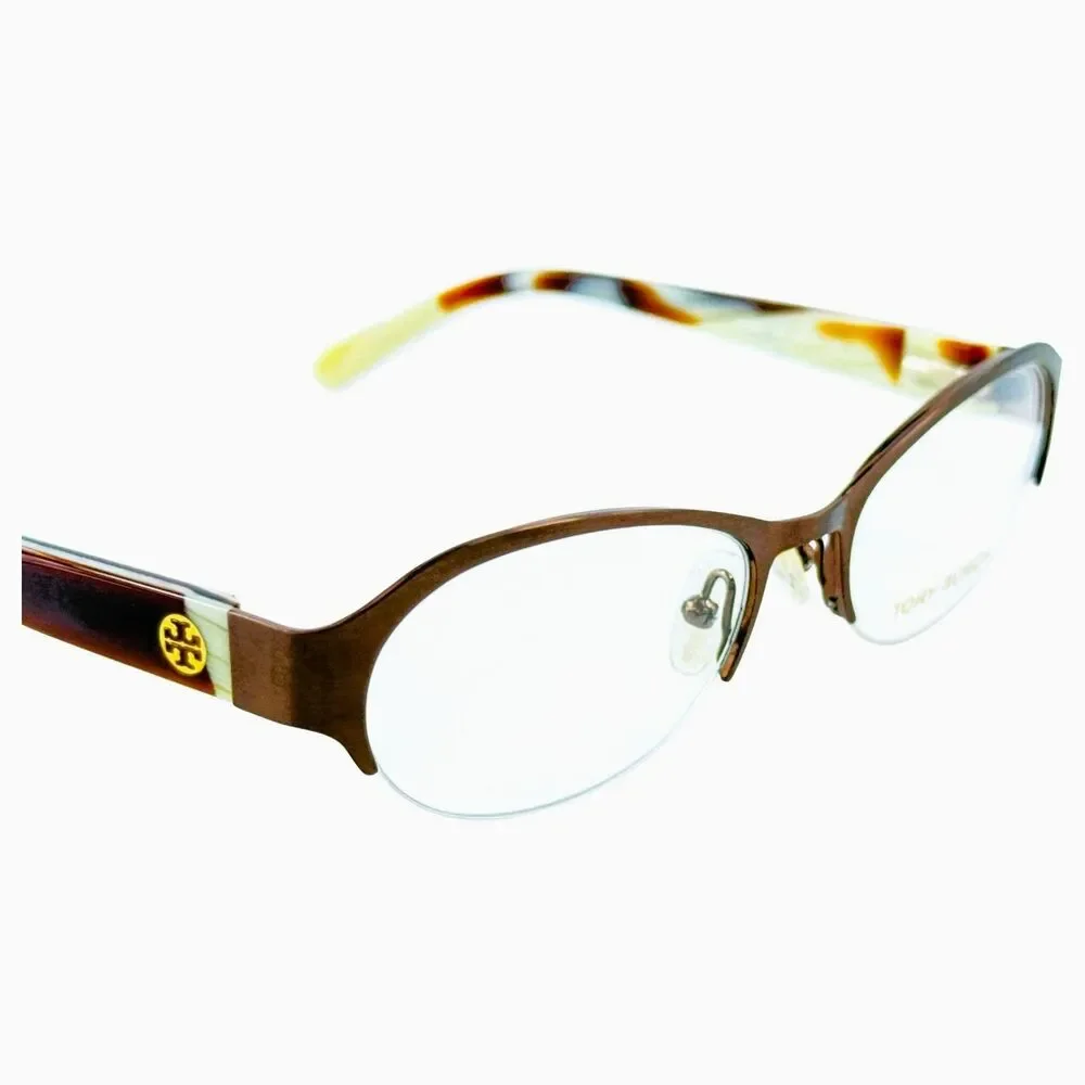 Tory Burch TY1033 Womens Semi Rimless Eyeglass Frame 443 Brushed Dk Brown 49-17